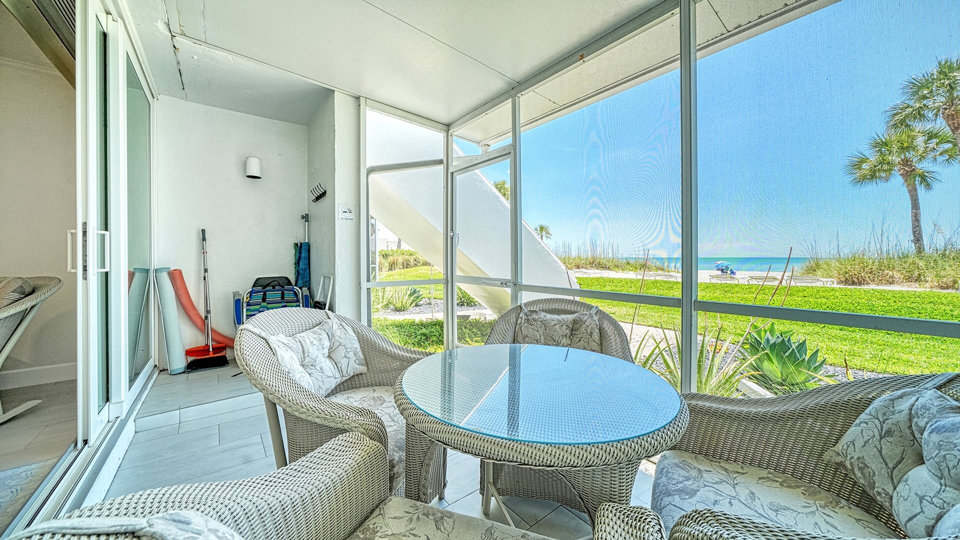 Lanai with beach view